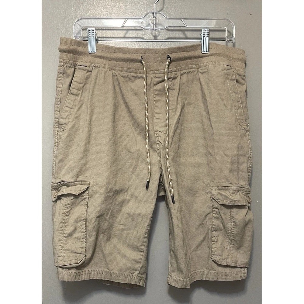Beverly Hills polo club khaki cargo shorts men's medium(36) 10.5 L drawstring